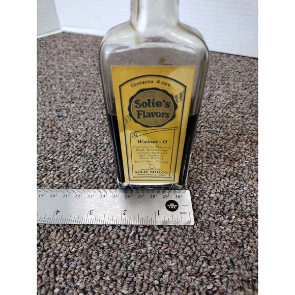 SOLIE'S FLAVORS WALNET - O Vintage Antique Glass Container with Product Minn MN - Picture 7 of 7